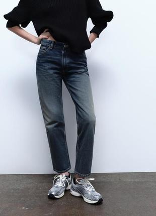 Джинси прямого крою з середньою посадкою zara - 38, 42