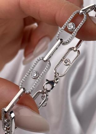 Оплата 100%🇺🇦браслет срібло 925° покриття родій, вставка куб.цирконії 1503.06р