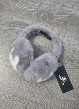 Меховые наушники повязка на голову в стиле chanel Pochette-ceinture меховое наушники шаннель4 фото