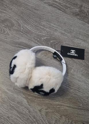 Меховые наушники повязка на голову в стиле chanel Pochette-ceinture меховое наушники шаннель6 фото