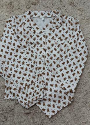 Детская фланелевая пижама с принтом имбирные пряники