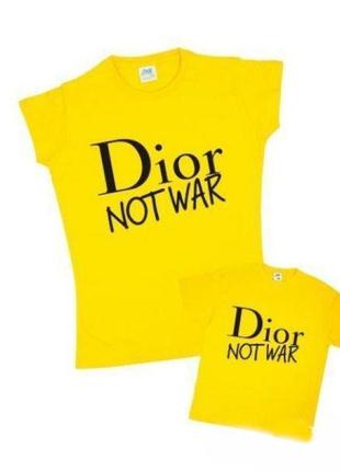 Набор: парные футболки с принтом "dior not war" push it