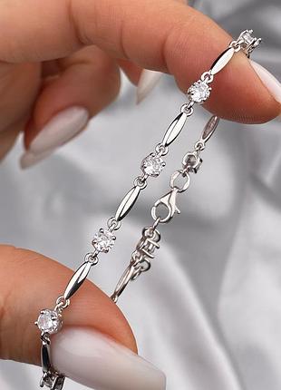 Оплата 100%🇺🇦браслет серебро 925° покрытие родий, вставка куб.циркорнии, 1019.10р