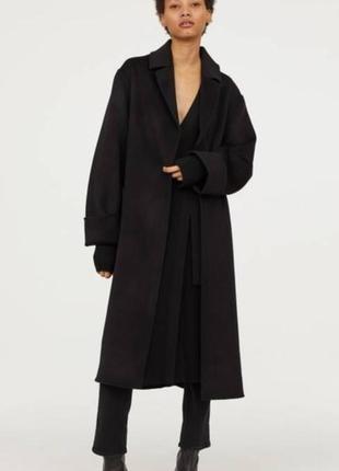 Пальто новое  шерстяное кашемир h&m premium с карманами длинное без подкладки оверсайз oversize