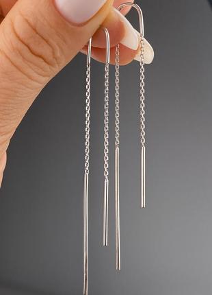 Оплата 100%🇺🇦 серьги серебро 925° покрытие родий, протяжки простые классические 0651.10р