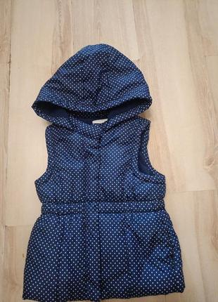 Синяя жилетка на девочку в горох matalan 3-4 года