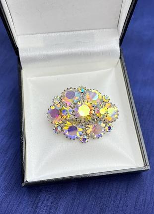 Вінтажна брошка aurora borealis, чехословаччина