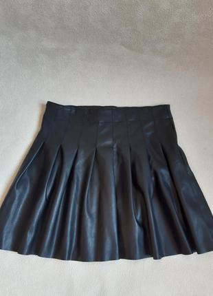 Плиссированная юбка из искусственной кожи miss selfridge asos размер 38/6/10