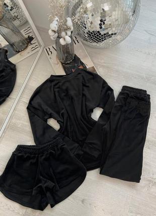 Плюшевый комплект пижама тройка бордо красный черный розовый