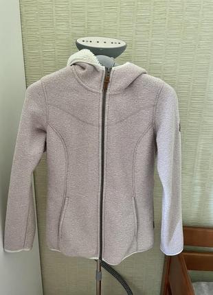 Серо-розовая кофта худи олимпийка на молнии теплая зимняя приталенная