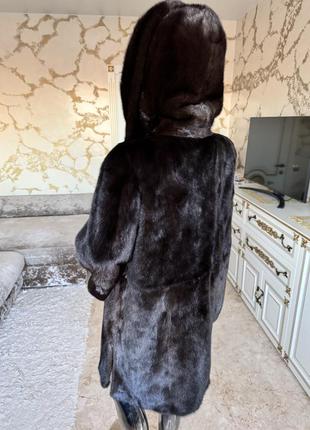 Норкова шуба норка з капюшоном