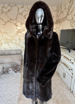 Норкова шуба норка з капюшоном