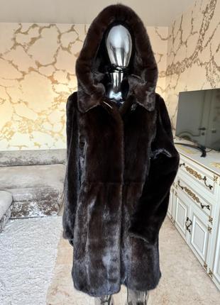 Норкова шуба норка з капюшоном