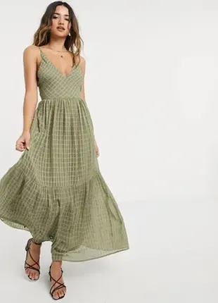 Сукня хакі максі на бретельках asos р.16