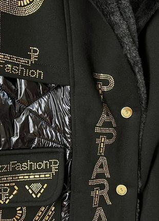 Жіноче чорне пальто зі стразами paparazzi fashion.