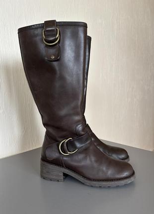 Високі чоботи clarks, сапоги демисезонные, сапоги кожаные, кожаные сапоги, высокие сапоги
