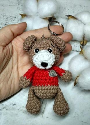 Брелок мишка игрушка вязаная ручной работы hand made амигуруми 8,5х4,5 см коричневый