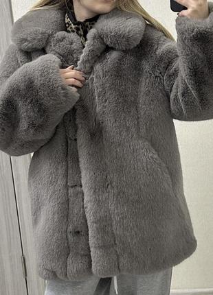 Эко шуба графит/серая h&m