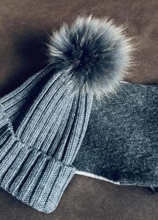 Шапка з помпоном reevo кашеміровий снуд шарф хомут turtle doves комплект