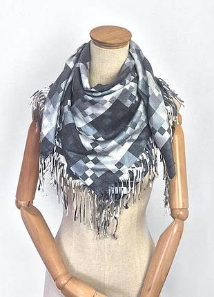 Платок кашемировый двусторонний стильный бренд масело серый/графит5 фото