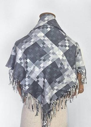 Платок кашемировый двусторонний стильный бренд масело серый/графит3 фото