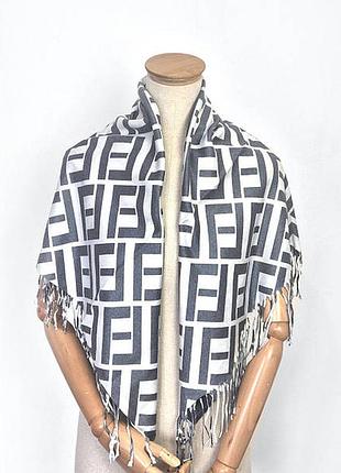 Платок кашемировый двусторонний стильный бренд масело серый/графит2 фото