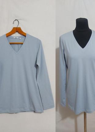 Удлиненный котоновый лонгслив, кофта  с в-образным вырезом uniqlo