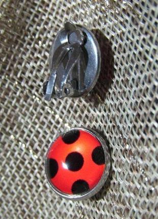 Сережки божья коровка,  клипсы леди баг (нове)