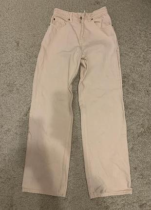 Джинсы женские s\m h&amp;m б/в пудровые прямые