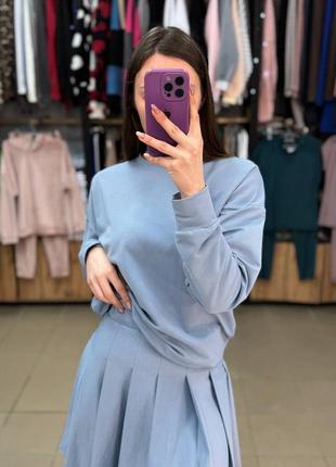 Костюм двойка батник юбка двунитка в цветах