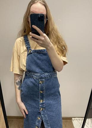 Джинсовый комбинезон с юбкой bershka