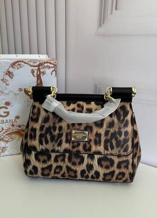 Sicily dg bag натуральна шкіра брендова сумочка преміум коричнева анімалістична леопардова 634 натуральная кожа
