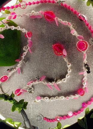 Лула оберегает ручной работы розового цвета с искусственными жемчужинами