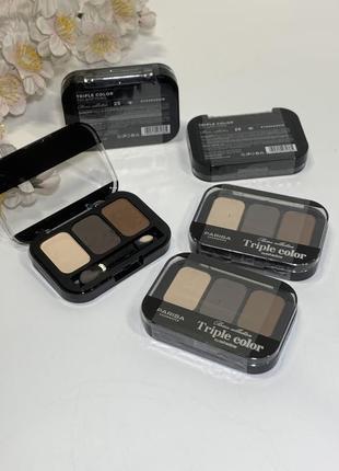 Тени для век 3-х цветные parisa triple color тон 25 компактные беж тёмно-коричневые коричневые н4183