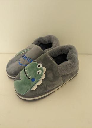 Теплые тапочки комнатные с динозавриками унисекс