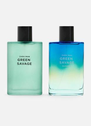 Набір чоловічих парфумів green savage 90 ml та green savage summer від zara.