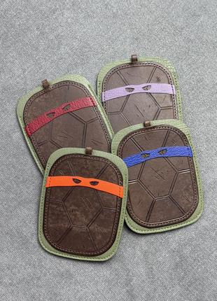 Картхолдер- кошелек кожаный, ручная работа в стиле ninja turtles, лимитированная коллекция, поштучно