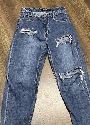 Джинсы мом высокая посадка