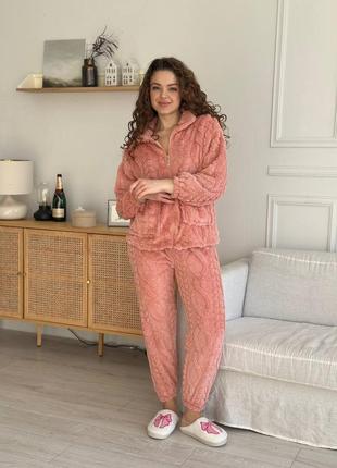 Женская очень мягкая приятная на ощупь пижама двойкая теплая очень удобная комфортная в носке