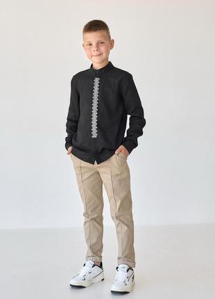 Сорочка-вишиванка для хлопчика тканина льон справжня вишивка застібаєтся на ґудзики