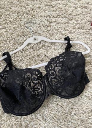 Базовый черный кружной бюстгальтер на большую груди,playtex,p.80-95e