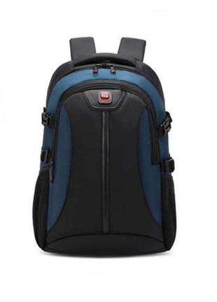 Рюкзак "justpack", легкий, із зарядкою через usb:, міський, синій, чорний, 8805