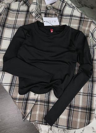 Чорний базовий лонгслів топ / черный базовый лонгслив топ