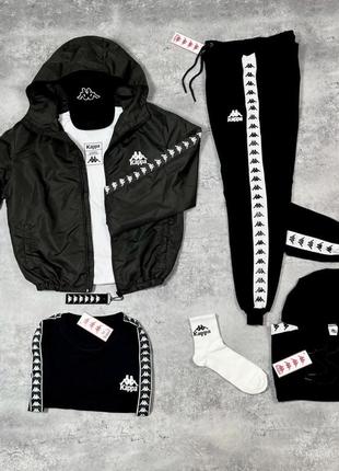 Комплект карра вітровка+костюм(худі+штани)+футболка карра lampass(чорний колір)+кепка (шкарпетки в подарунок)