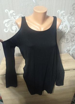 Футболка туника длинный рукав открытые плечи
