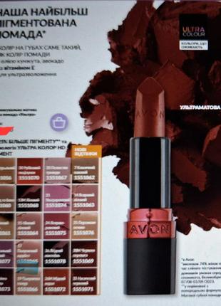 Увлажняющая матовая губная помада avon «ультра» клубничный щербет(pink passion) 3.6 г