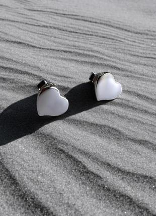 🛍 серьги гвоздики серебро сердце сердечки пусеты