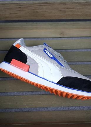 Puma future rider сірі на помаранчевій підошві