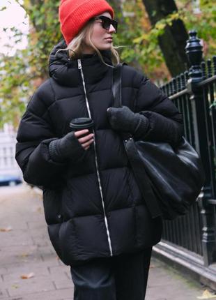 Пуховик куртка зара zara пух перо пуфер