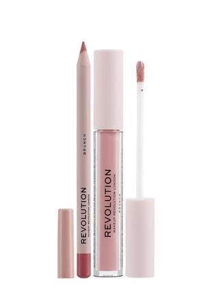Стійка матова рідка помада - makeup revolution + олівець для губ